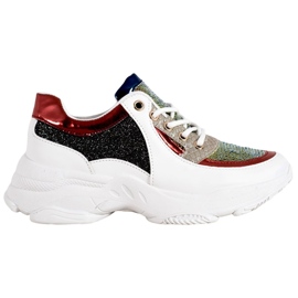 SHELOVET Zapatillas de colores con lentejuelas blanco negro rojo multicolor