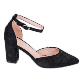 W. Potocki Zapatos de tacón de ante en Spitz negro multicolor