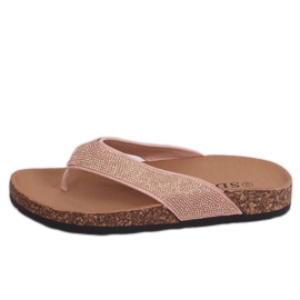Chanclas rosa con suela de corcho, rosa 7872-PL Rosa rosado