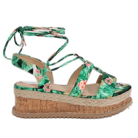 Sandalias alpargatas verdes JH116 Flor Verde