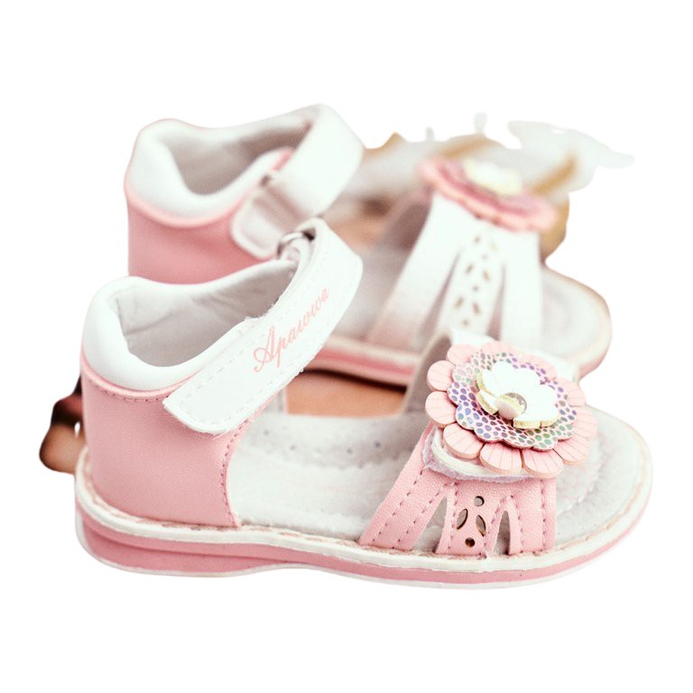 Apawwa Sandalias para niños con Velcro Flor Rosa Mino rosado