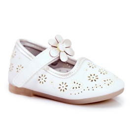 Apawwa Bailarinas para niños en Velcro Kwiatuszek White Flored blanco