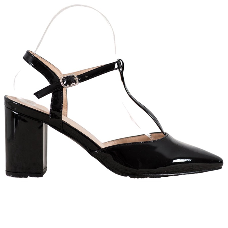 Diamantique Bombas en una barra con un talón expuesto negro