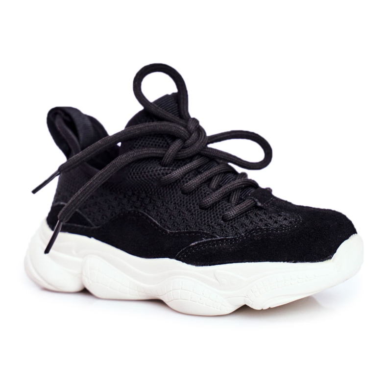 Apawwa Zapatos deportivos infantiles con cordones Volema negros