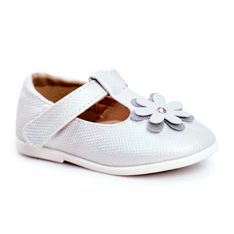 Apawwa Bailarinas infantiles con Velcro Flor Plata Antrela gris