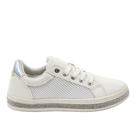 Zapatillas blancas decoradas con circonitas 1153-Y blanco