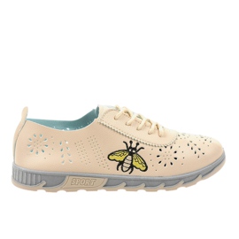 Zapatillas beige caladas con la impresión JH81171-2