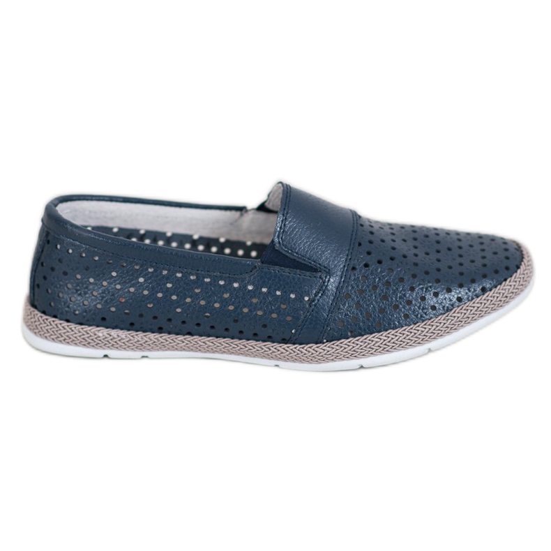 Evento Slipons de cuero calado azul
