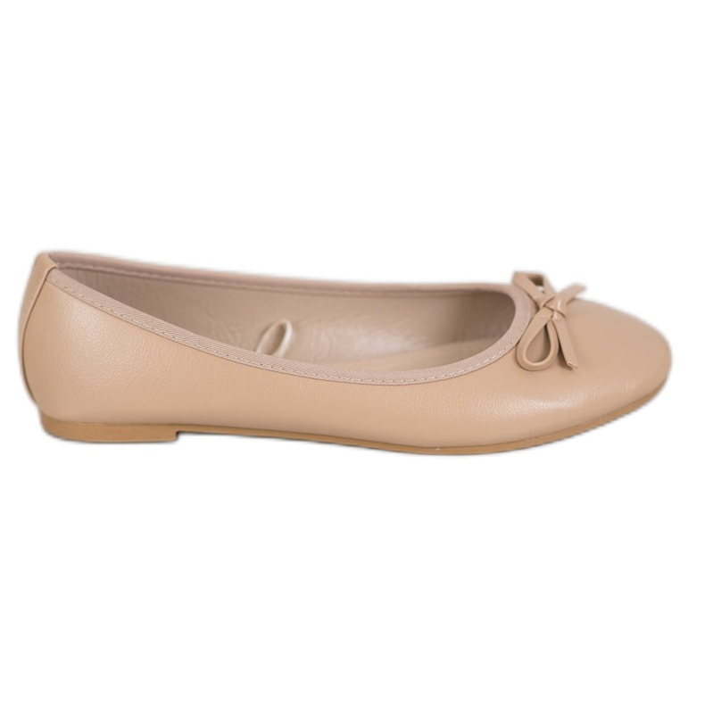 SHELOVET Bailarinas de cuero ecológico beige