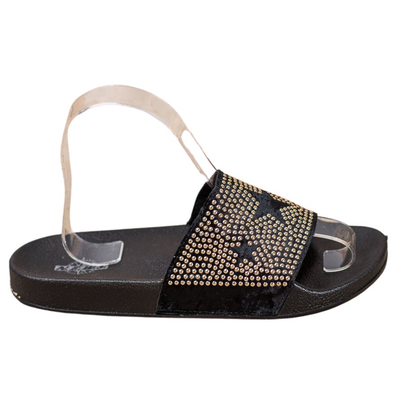 SHELOVET Pantuflas de Terciopelo con Estrellas negro