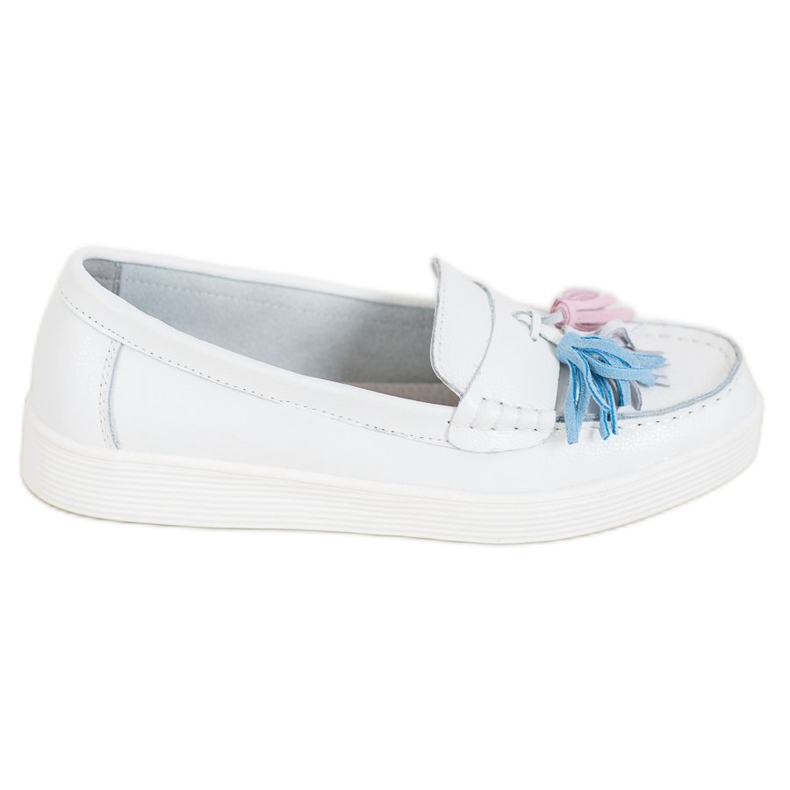 Mocasines con flecos VINCEZA de colores blanco Mocasines con flecos VINCEZA de colores blanco