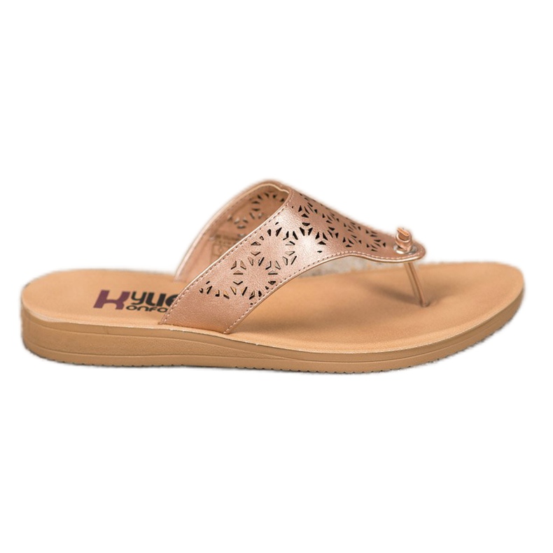 Kylie Pantuflas Con Patrón Calado beige dorado