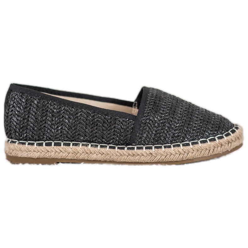 SHELOVET Alpargatas Negras Trenzadas negro
