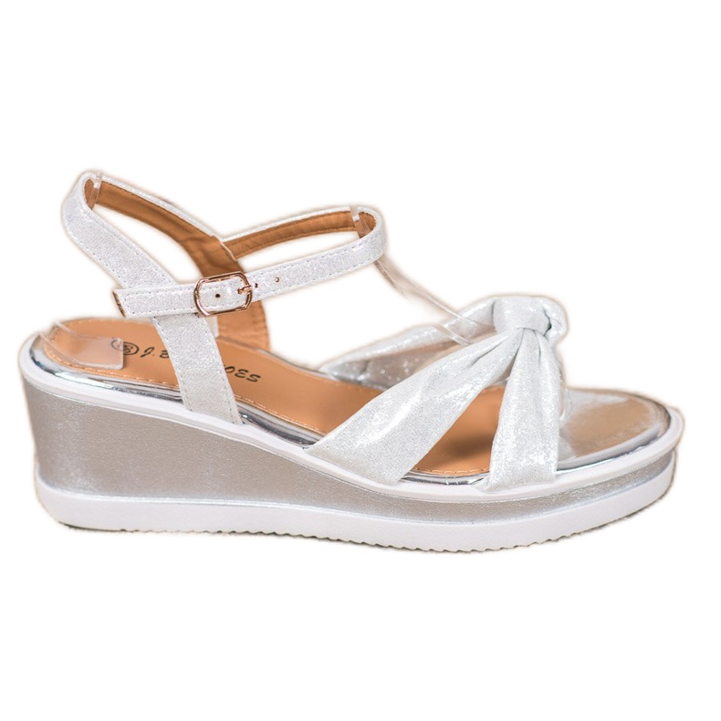 SHELOVET Sandalias de cuña brillantes gris
