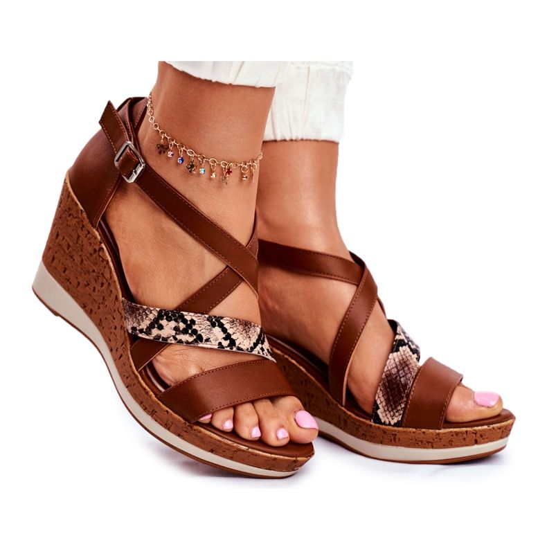 Sandalias Mujer Con Cuña Sergio Leone Marrón SK309