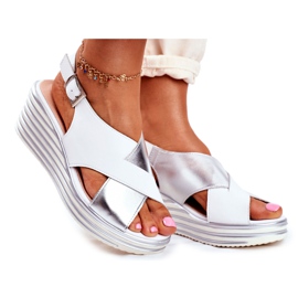 Sandalias Mujer Con Cuña Sergio Leone Blanco SK328 gris
