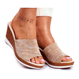 Pantuflas Mujer Con Cuña Sergio Leone Beige SK320 amarillo