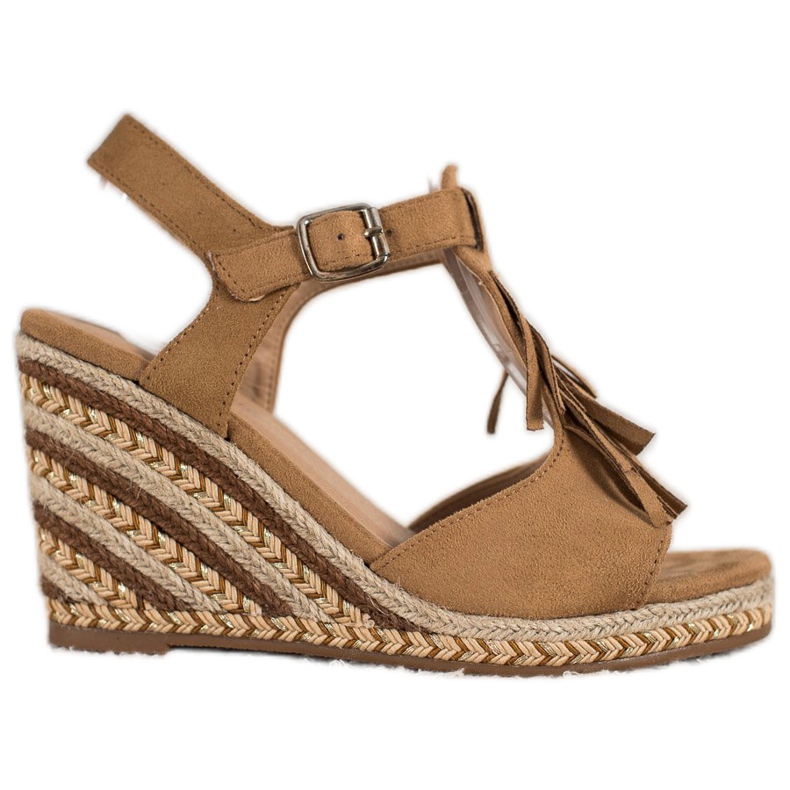 Small Swan Cuñas de ante con flecos marrón Small Swan Cuñas de ante con flecos marrón