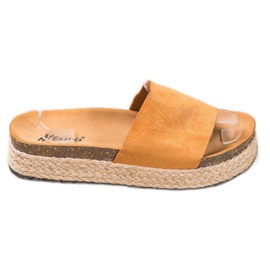 SHELOVET Pantuflas Alpargatas Con Brillo marrón