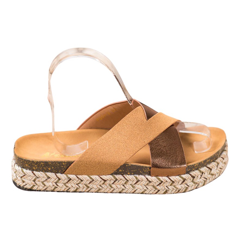SHELOVET Zapatillas en la plataforma marrón amarillo