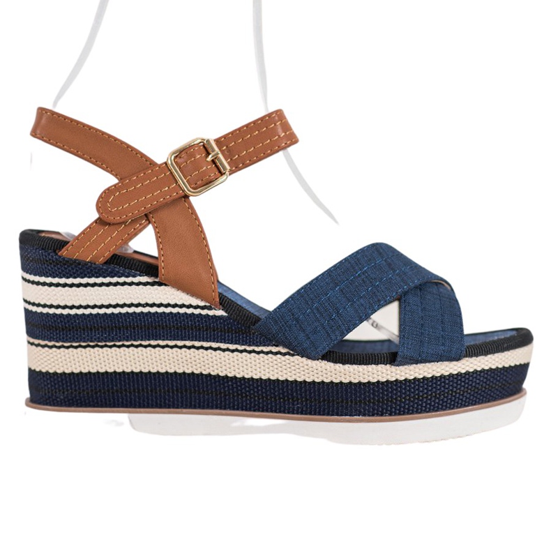 SHELOVET Cuñas azul marino de moda marrón