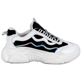 SHELOVET Zapatillas con cordones blanco negro