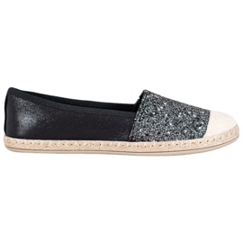 SHELOVET Alpargatas Negras Con Brillo negro
