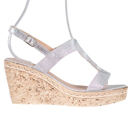 Renda Sandalias de cuña elegantes gris
