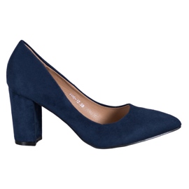 SHELOVET Tacones altos de gamuza azul marino azul