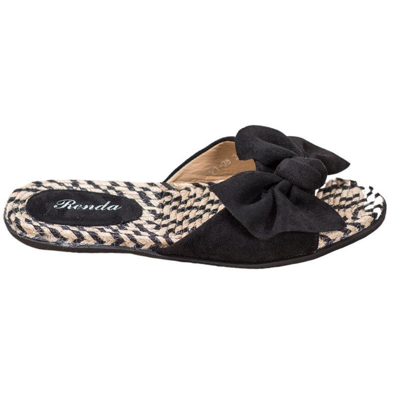 Renda Pantuflas Elegantes Con Lazo negro Renda Pantuflas Elegantes Con Lazo negro