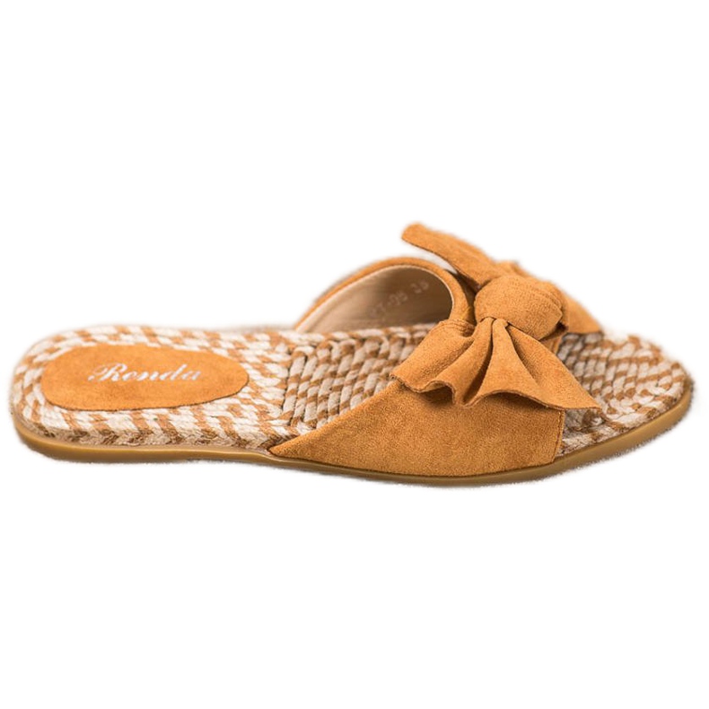 Renda Pantuflas Elegantes Con Lazo marrón Renda Pantuflas Elegantes Con Lazo marrón