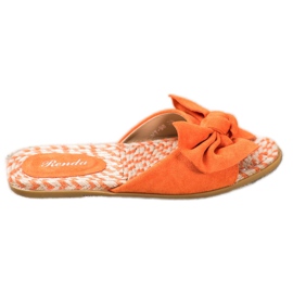 Renda Pantuflas Elegantes Con Lazo naranja