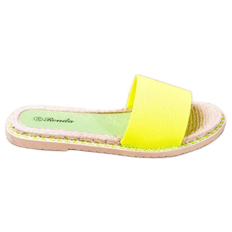 Renda Pantuflas Textiles Neón verde amarillo Renda Pantuflas Textiles Neón verde amarillo