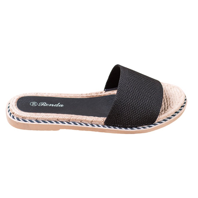 Renda Pantuflas Textiles Negras negro Renda Pantuflas Textiles Negras negro