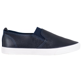 Bona Slipons de cuero ecológico azul