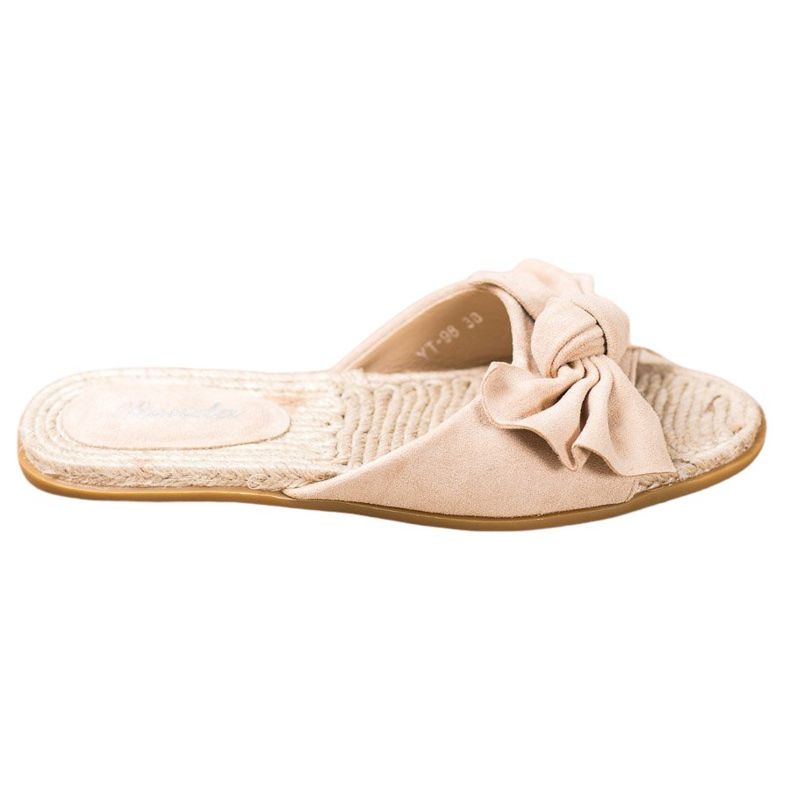 Renda Pantuflas Elegantes Con Lazo beige Renda Pantuflas Elegantes Con Lazo beige