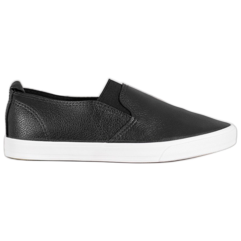 Bona Slipons de cuero ecológico negro