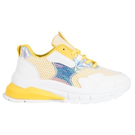 SHELOVET Zapatillas con malla blanco multicolor amarillo