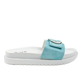 Zapatillas blancas y azules con hebilla YQ10067