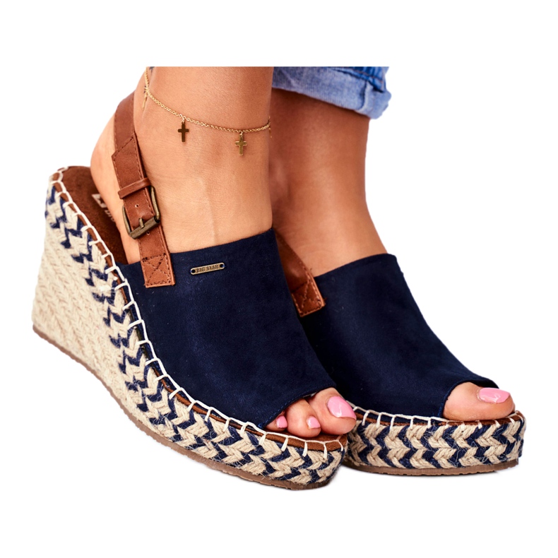 Sandalias Mujer Con Cuña Big Star Azul Marino FF274980 marrón