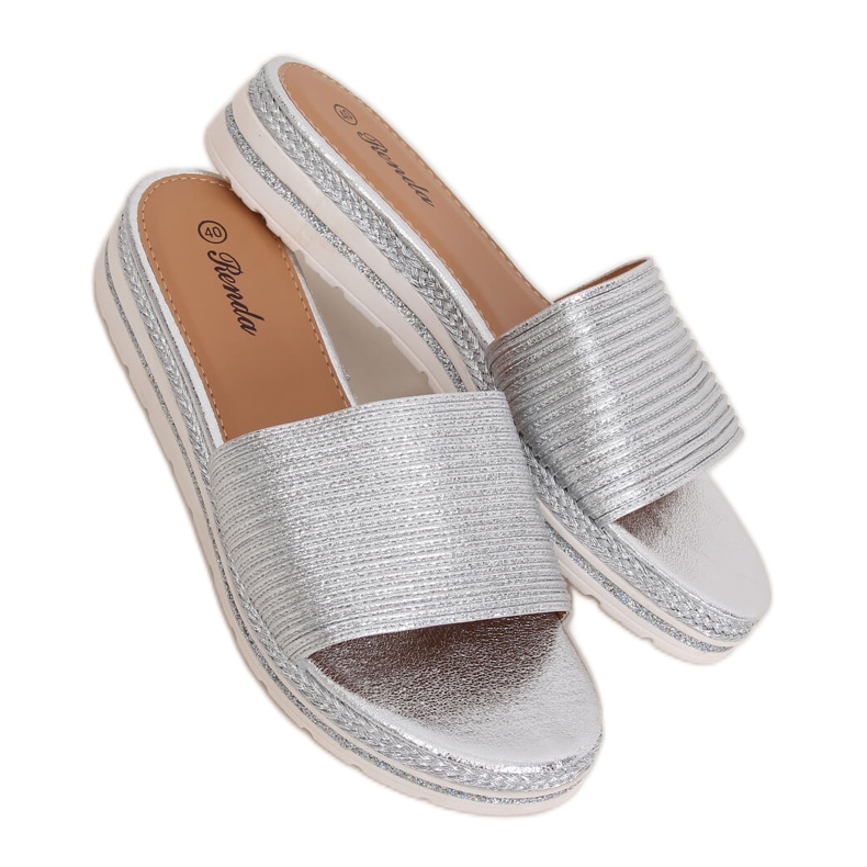 Pantuflas de mujer plateadas 222-32 plateadas gris