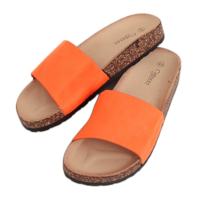 Orange G-572 Pantuflas con suela de corcho naranja