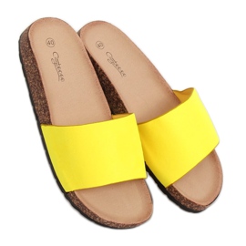 Amarillo G-572 Pantuflas con suela de corcho amarillo