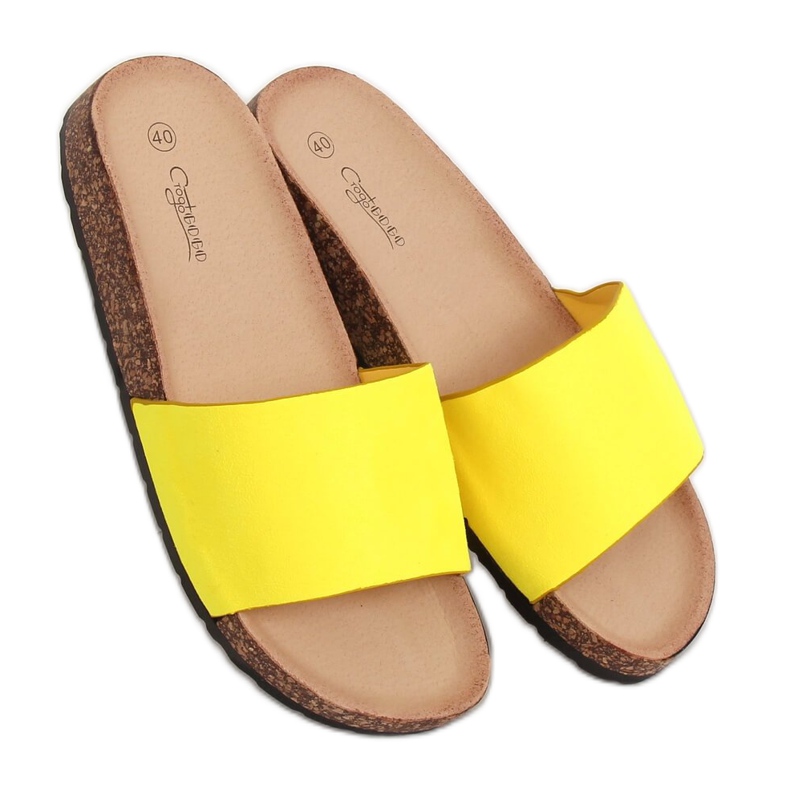 Amarillo G-572 Pantuflas con suela de corcho amarillo Amarillo G-572 Pantuflas con suela de corcho amarillo