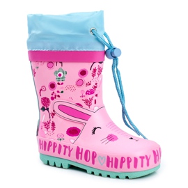 Bl&Ki Botas de agua de goma para niños Pink Rabbit Hippity Hop rosado