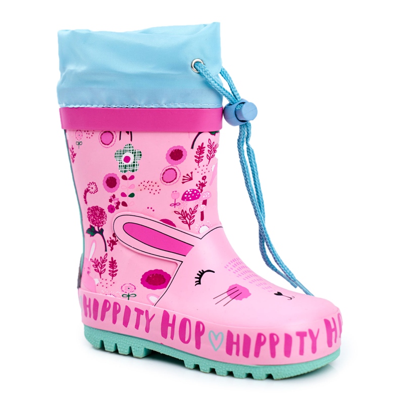 Bl&Ki Botas de agua de goma para niños Pink Rabbit Hippity Hop rosado