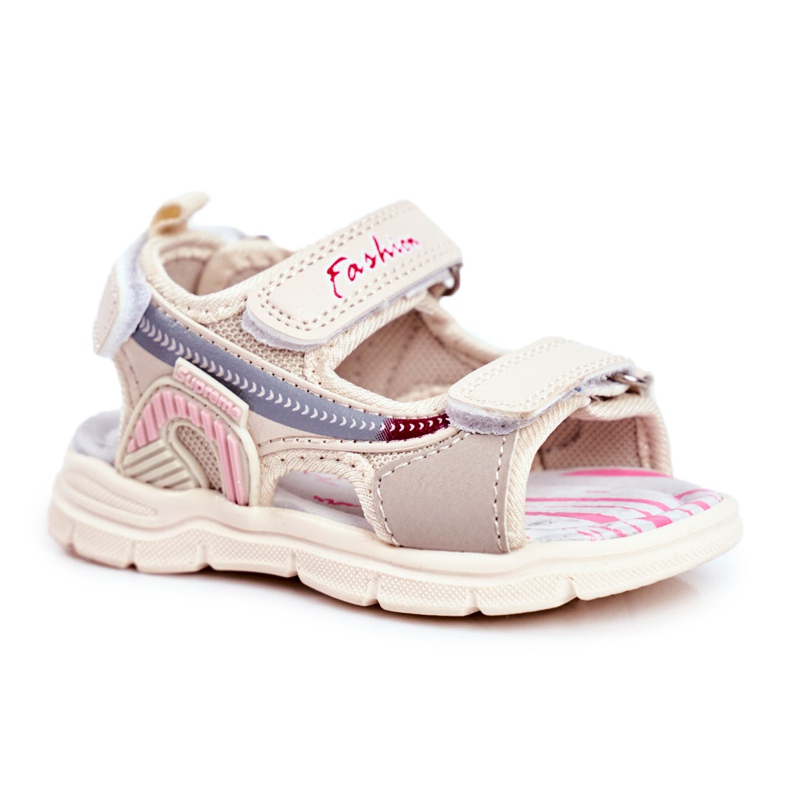 PL1 Sandalias para niños con velcro Beżowe Grobino beige