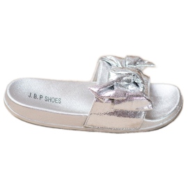 SHELOVET Pantuflas Brillantes Con Lazo gris