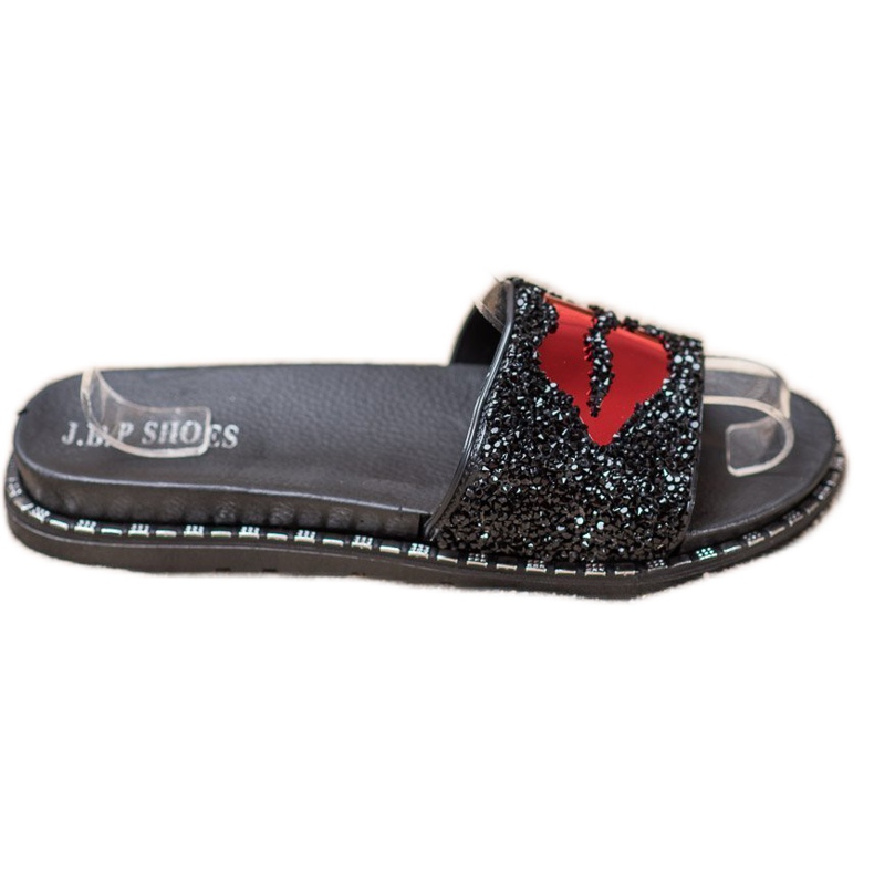 SHELOVET Pantuflas Negras Con Aplicación negro