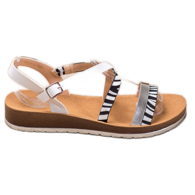 SHELOVET Sandalias con estampado de cebra blanco negro